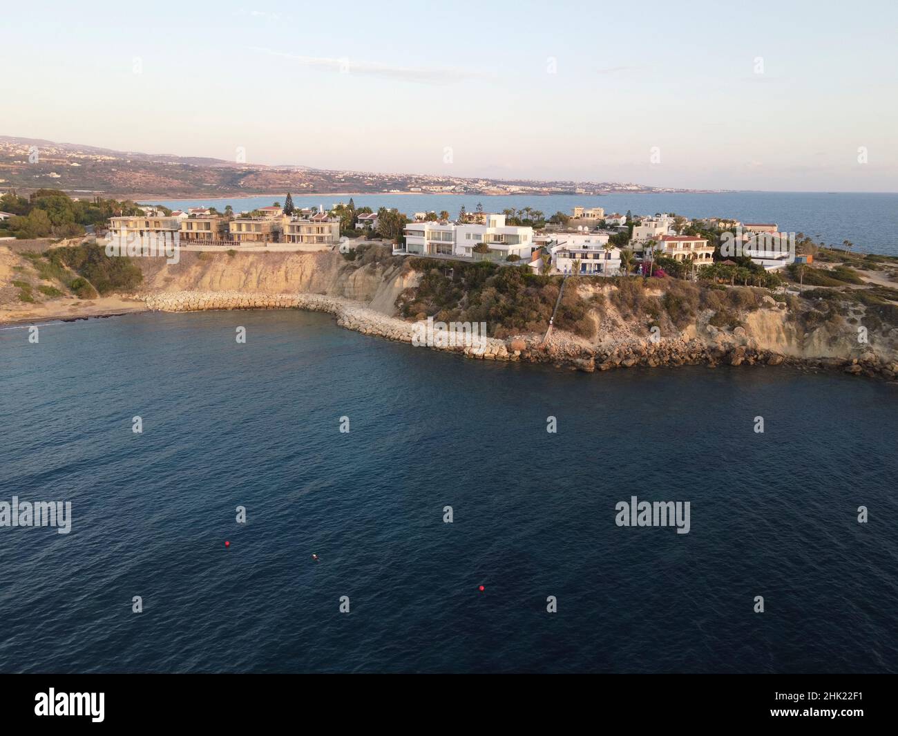 Aerial view on Coral bay in Peyia, Mediterranean sea near Paphos ...