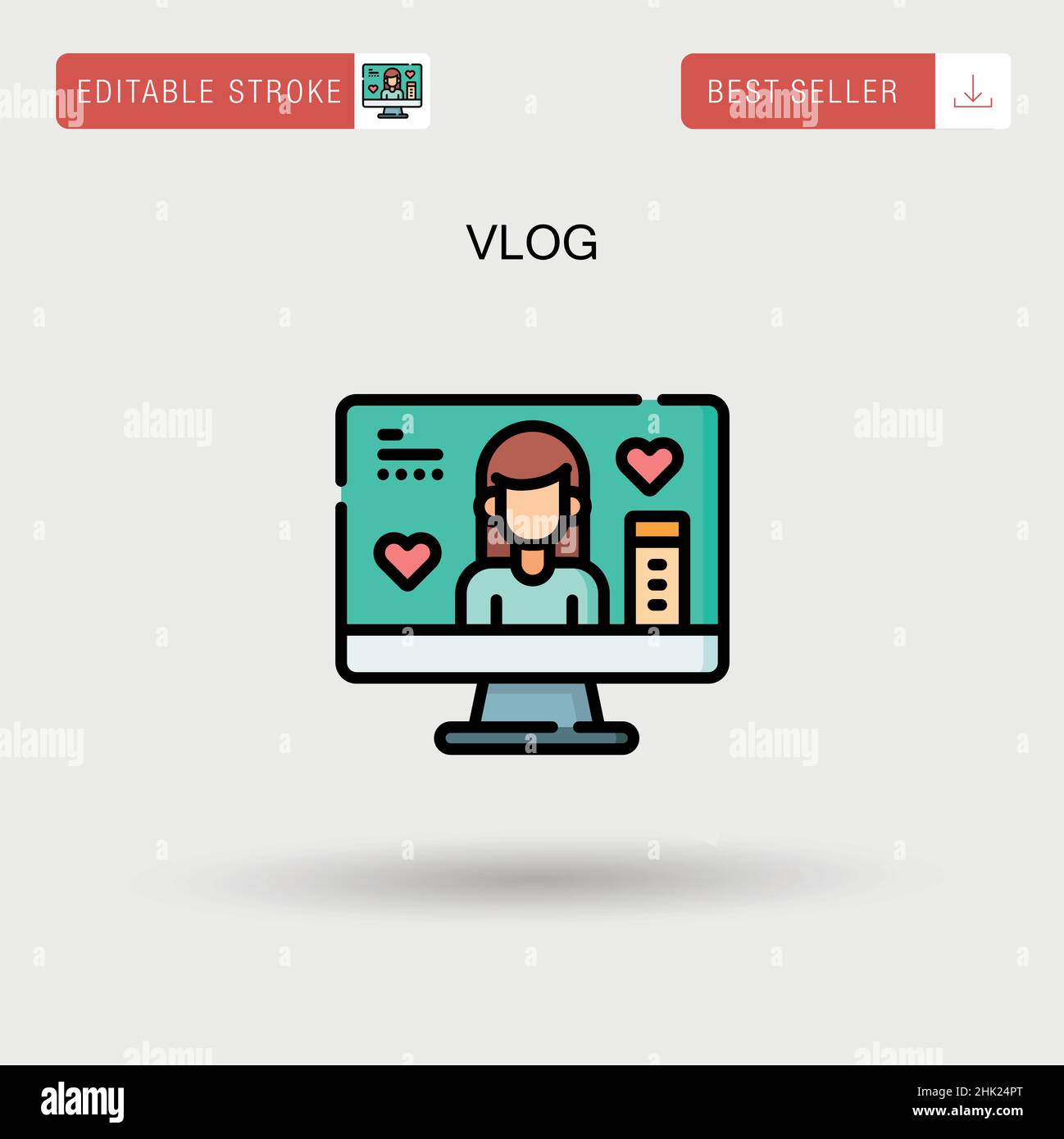 Vlog Simple vector icon. Stock Vector