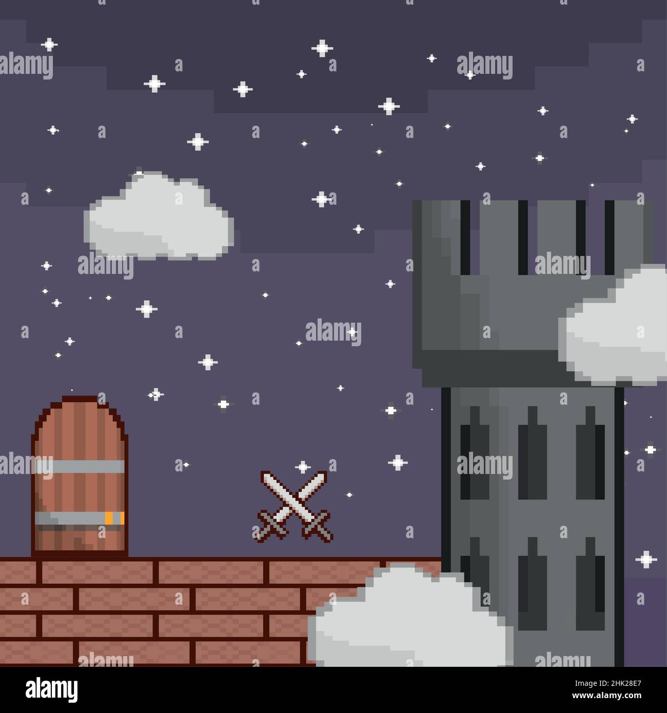 pixel art medieval screen Stock Vector