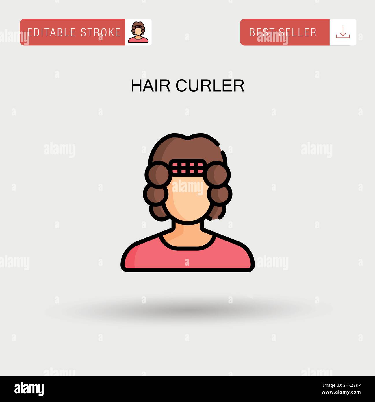 Hair curler Simple vector icon. Stock Vector