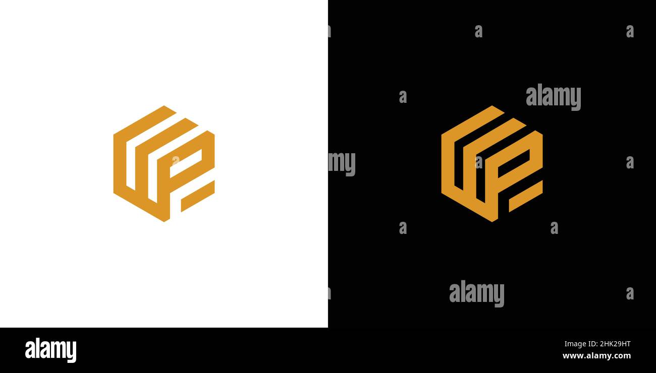 Modern and professional WP initials logo design Stock Vector