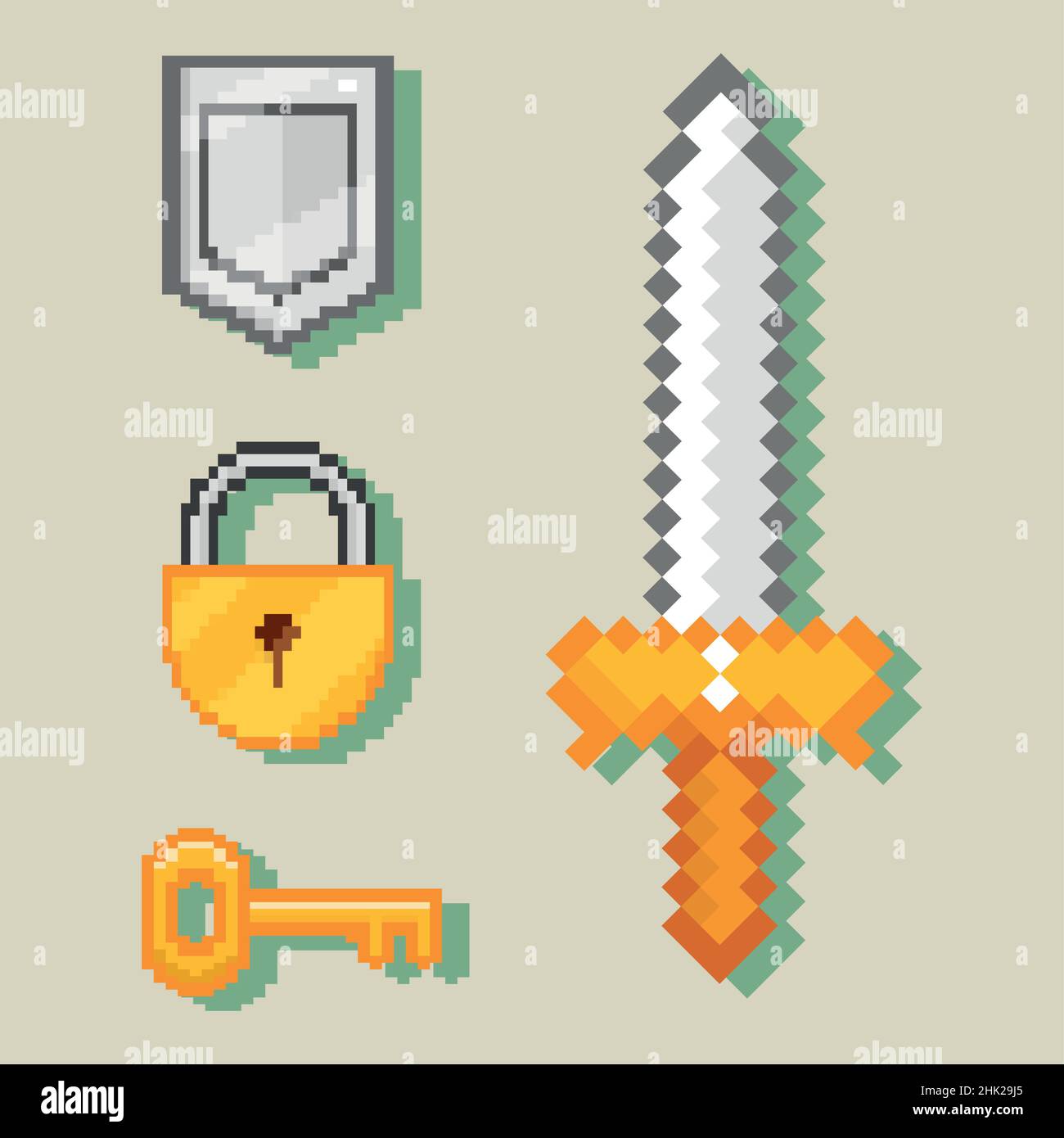 pixel icons set Stock Vector