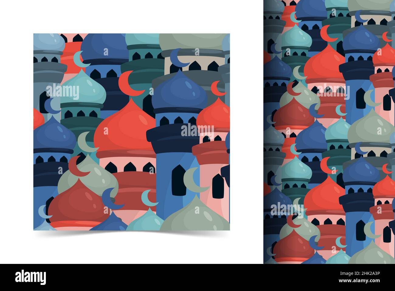 Islamic Mosque seamless pattern with flat style Stock Vector