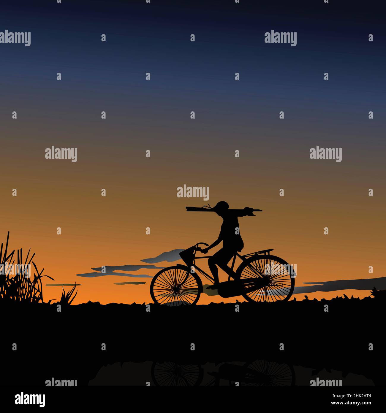 The village atmosphere is very beautiful illustration Stock Vector