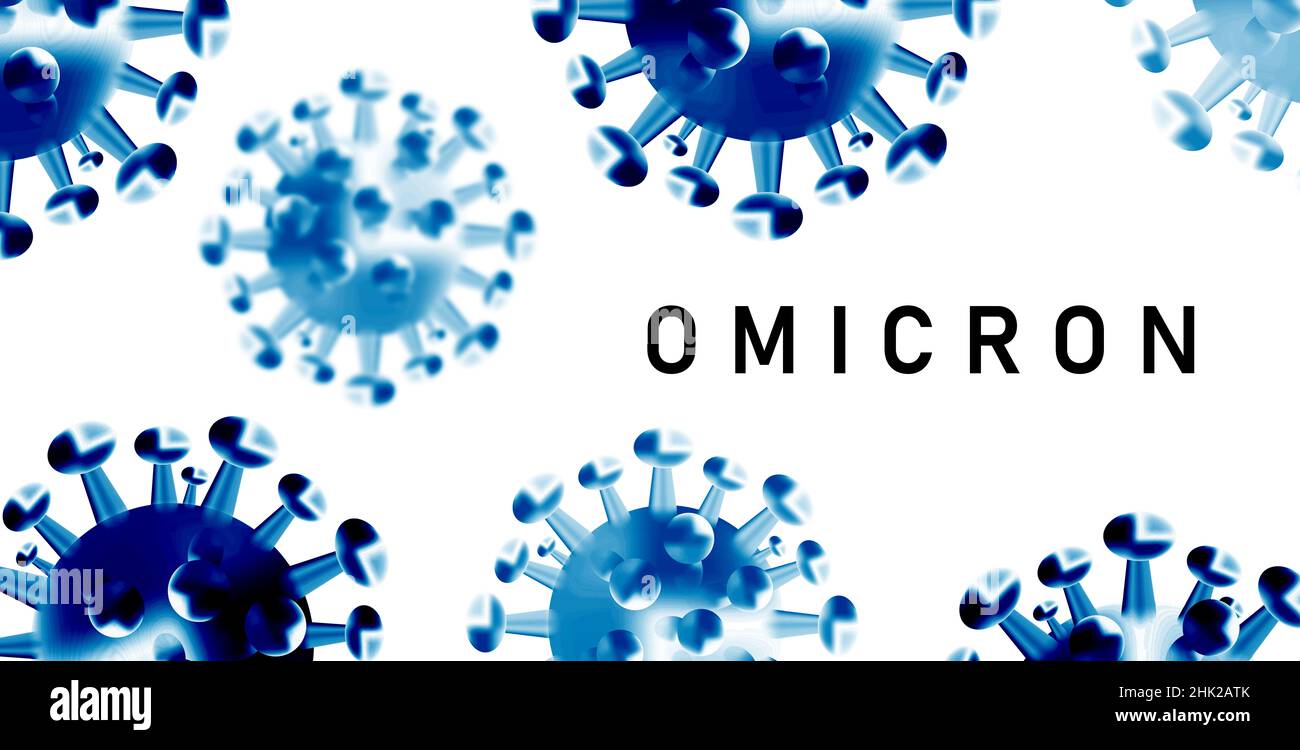 Omicron, a type of coronavirus. Omicron-strain SARS-CoV-2 Stock Photo