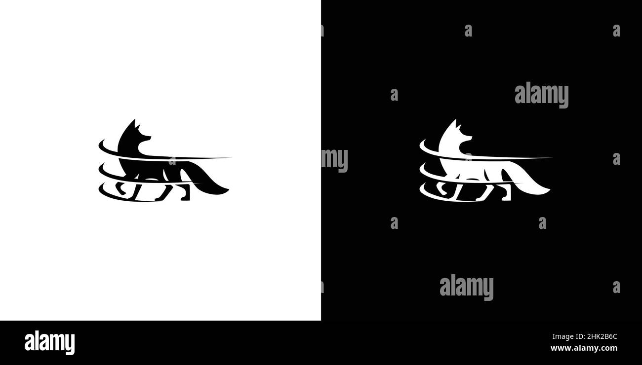 Black Fox logo design modern, attractive suitable for the world of entertainment Stock Vector