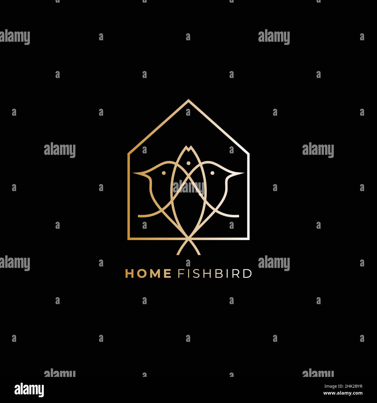 Fish bird house design logo Stock Vector