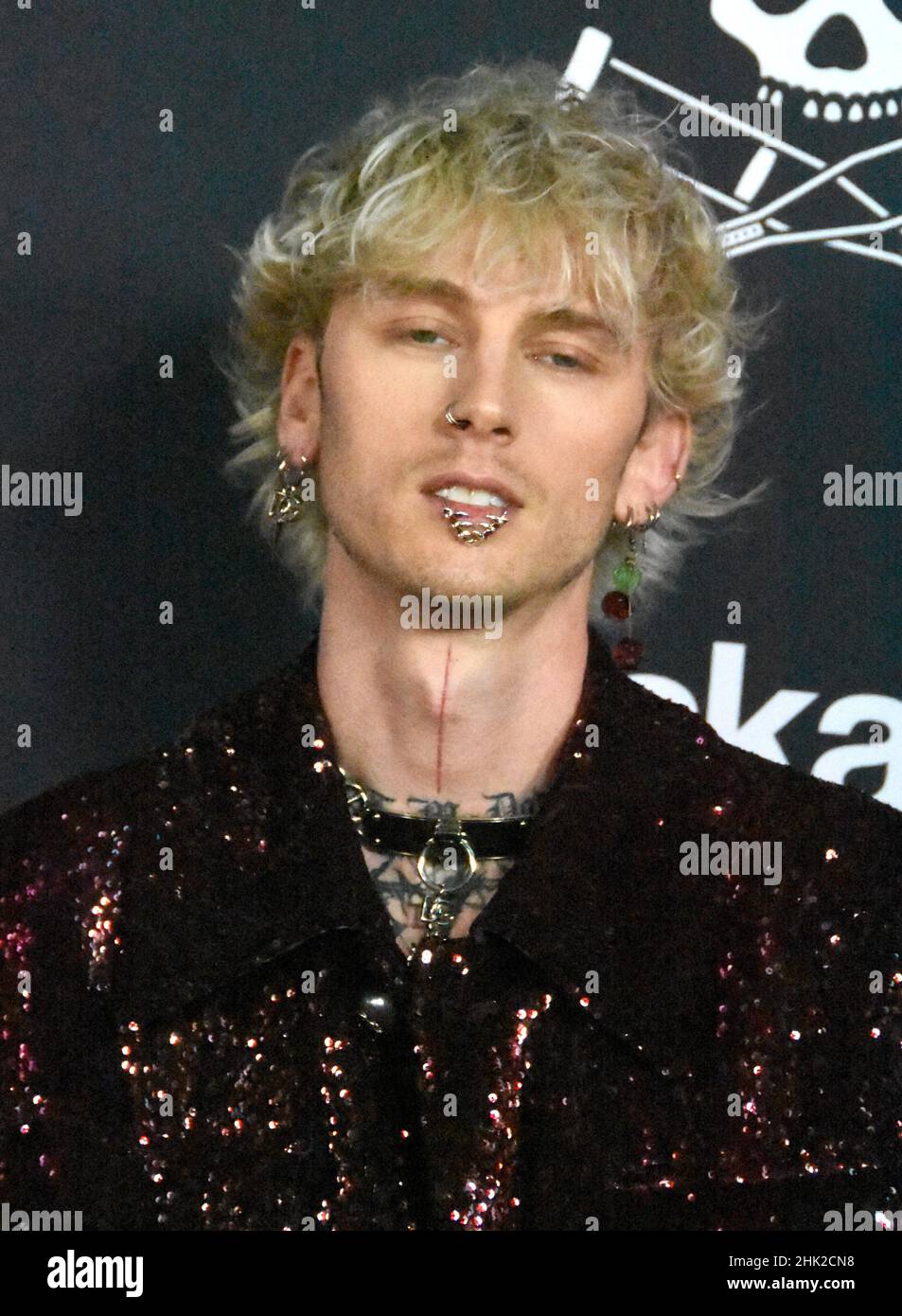 Los Angeles, California, USA 1st February 2022 Musician/Singer Machine Gun Kelly, aka Colson Baker attends Paramount Pictures 'Jackass Forever' US Premiere at TCL Chinese Theatre on February 1, 2022 in Los Angeles, California, USA. Photo by Barry King/Alamy Live News Stock Photo