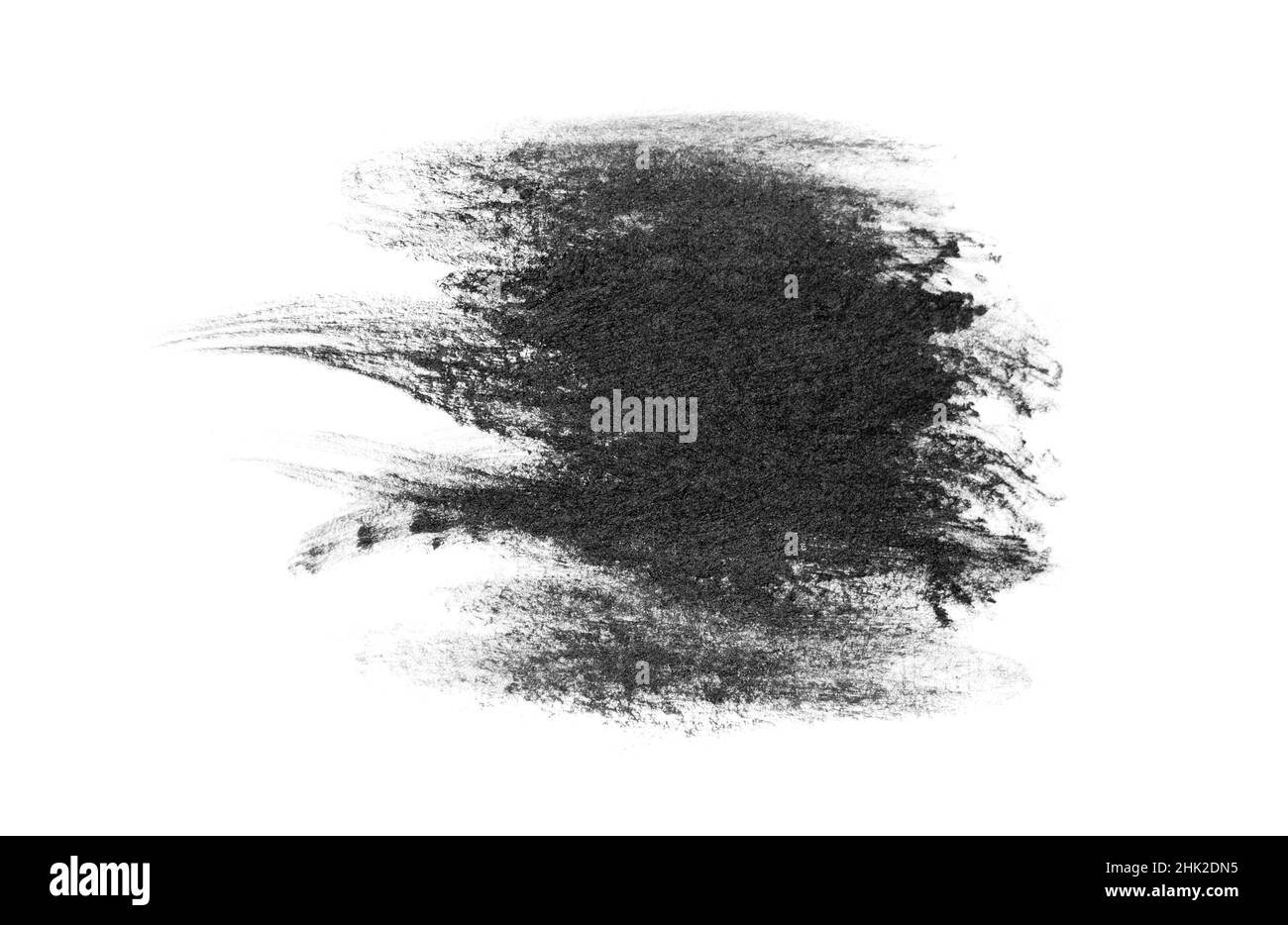 Black brush strokes oil paints on white paper. Isolated on white ...
