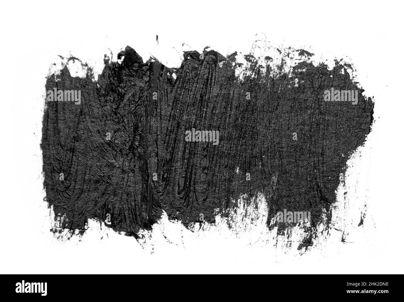 Black brush strokes oil paints on white paper. Isolated on white ...