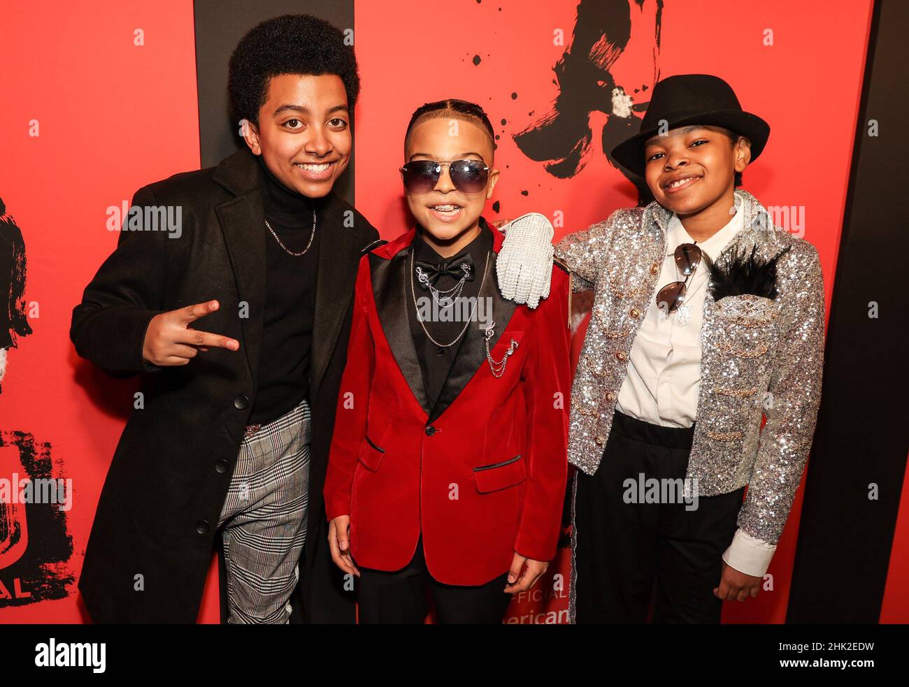 New York, NY, USA. 1st Feb, 2022. Devin Trey Campbell, Christian Wilson, Walter Russell lll in attendance for THE MICHAEL JACKSON MUSICAL Opening Night on Broadway, Neil Simon Theatre, New York, NY February 1, 2022. Credit: CJ Rivera/Everett Collection/Alamy Live News Stock Photo