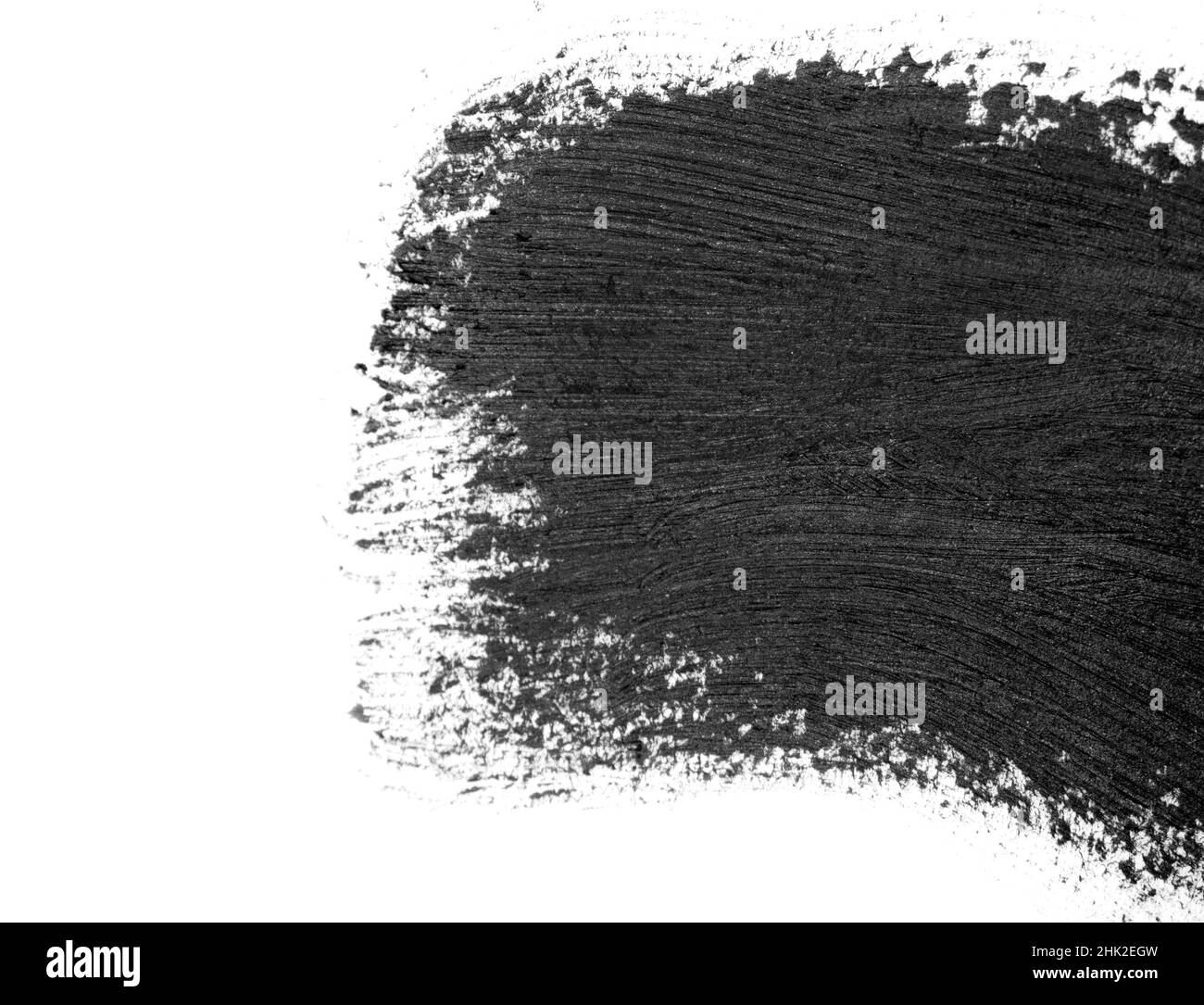 Black brush strokes oil paints on white paper. Isolated on white ...