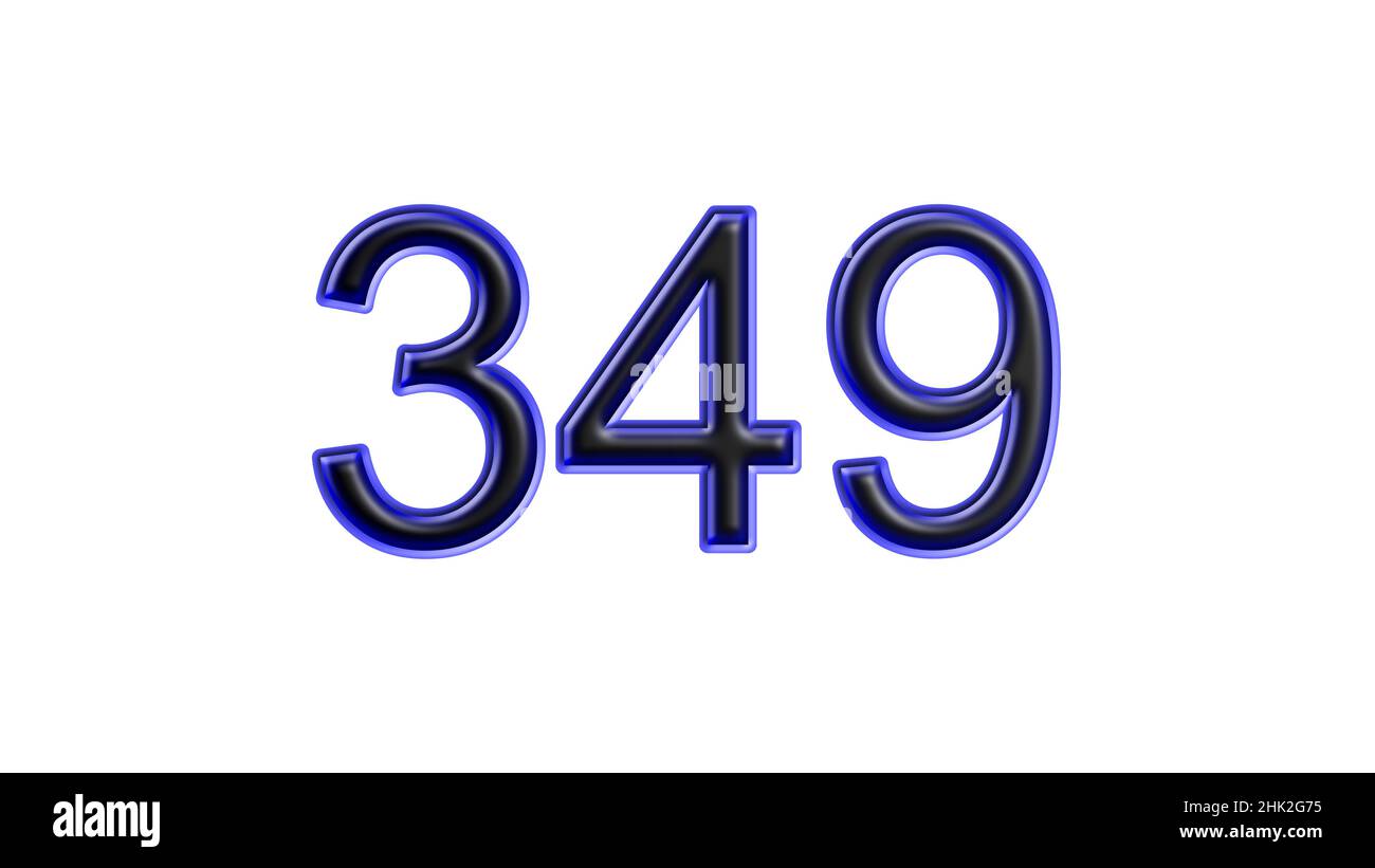 blue 349 number 3d effect white background Stock Photo - Alamy
