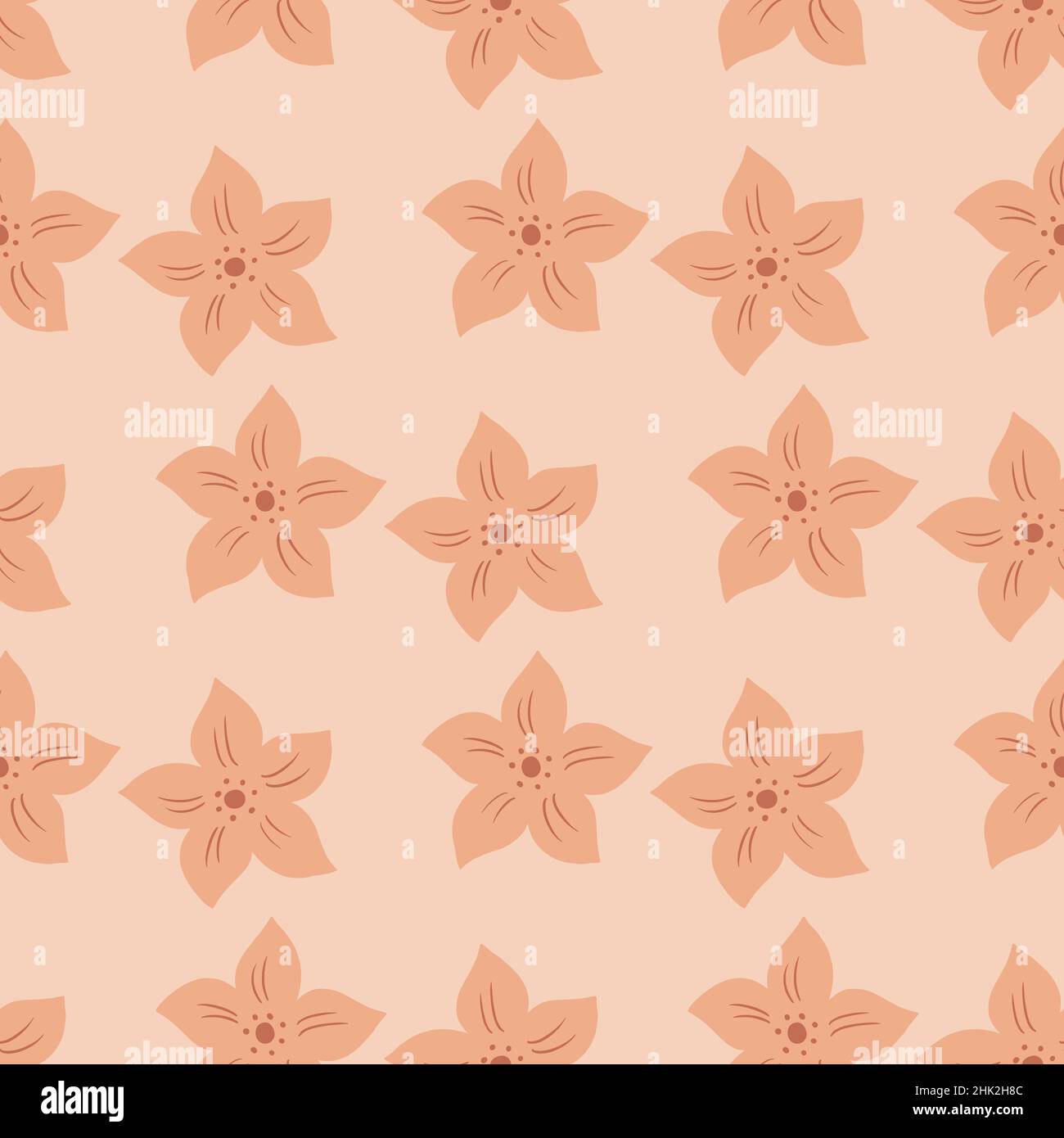 Pastel tones seamless pattern with botanic tropic flowers ornament ...