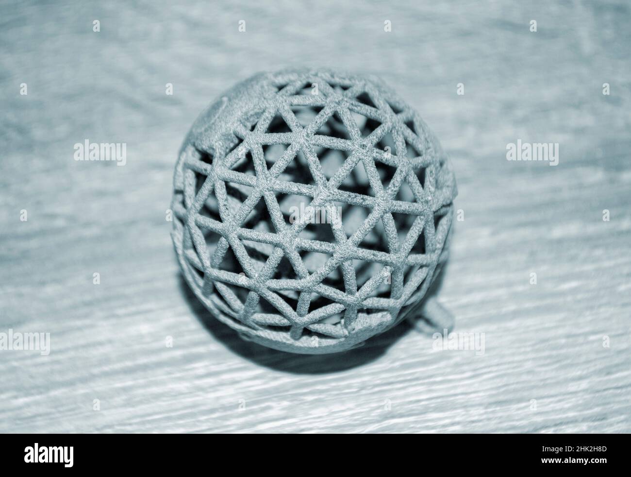 Gray abstract models printed on 3d printer from powder close-up. Stock Photo