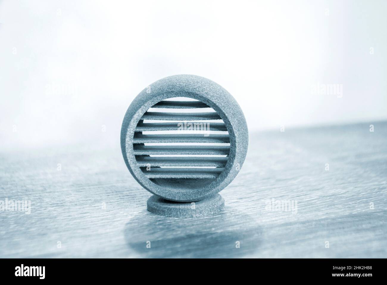 Gray abstract model object printed on 3d printer from powder close-up ...