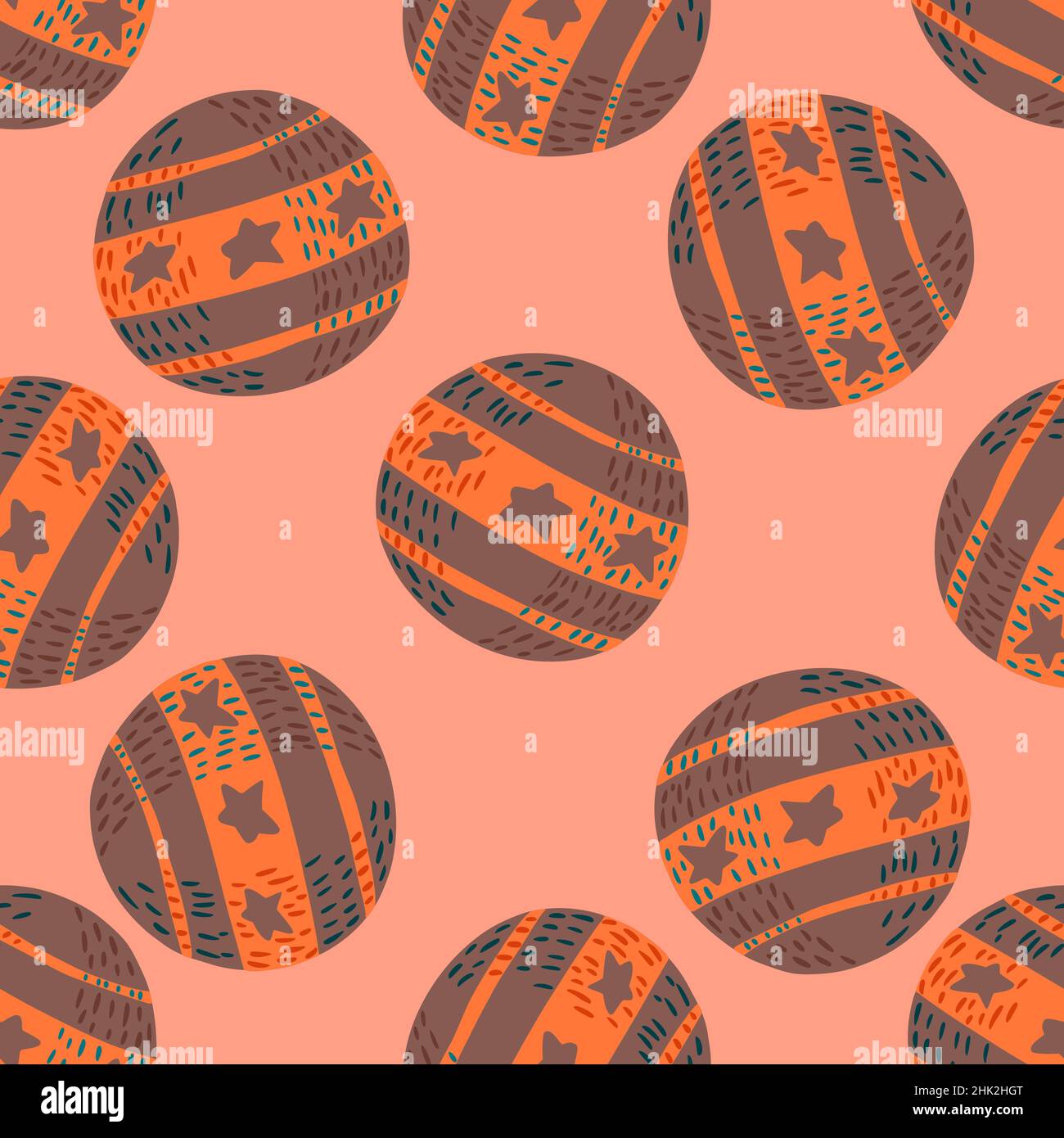 Funny equipment seamless pattern with abstract random circus ball ...