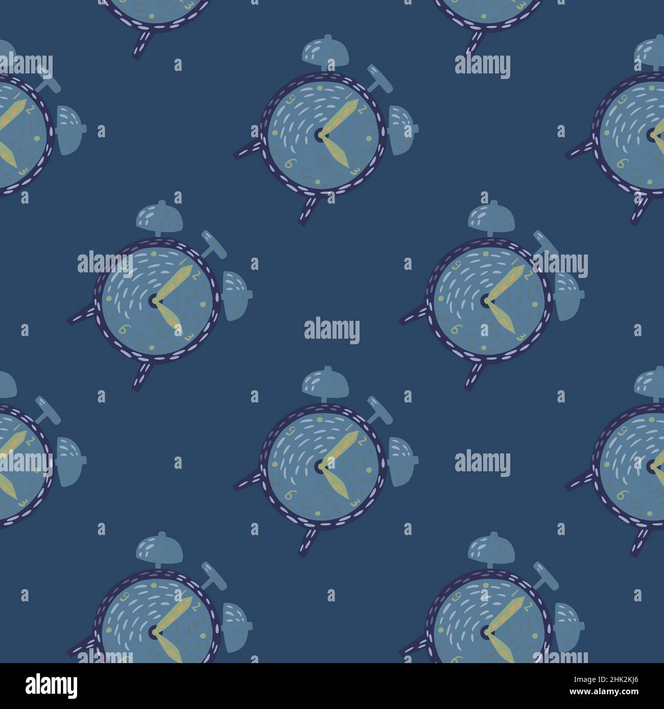 Technology retro seamless pattern with alarm clock silhouettes print ...