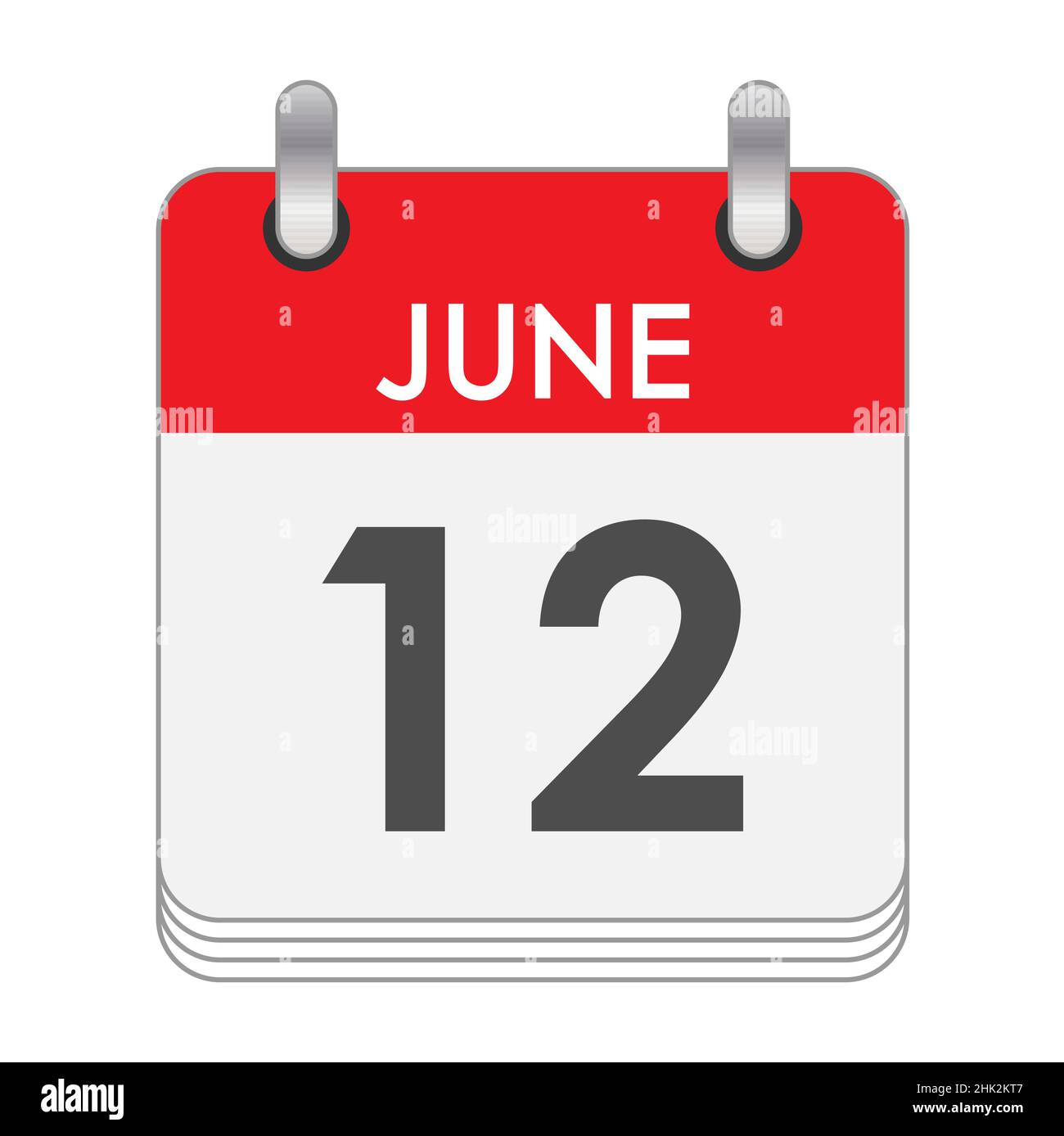 JUNE 12. A leaf of the flip calendar with the date of JUNE 12. Flat