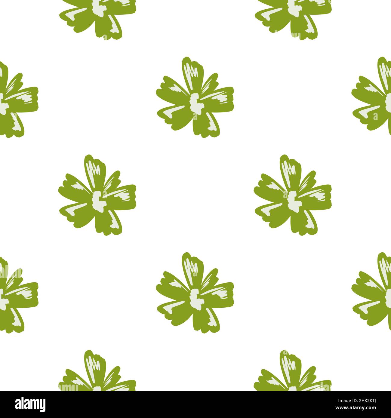Spring isolated seamless pattern with doodle green abstract flower bud ...
