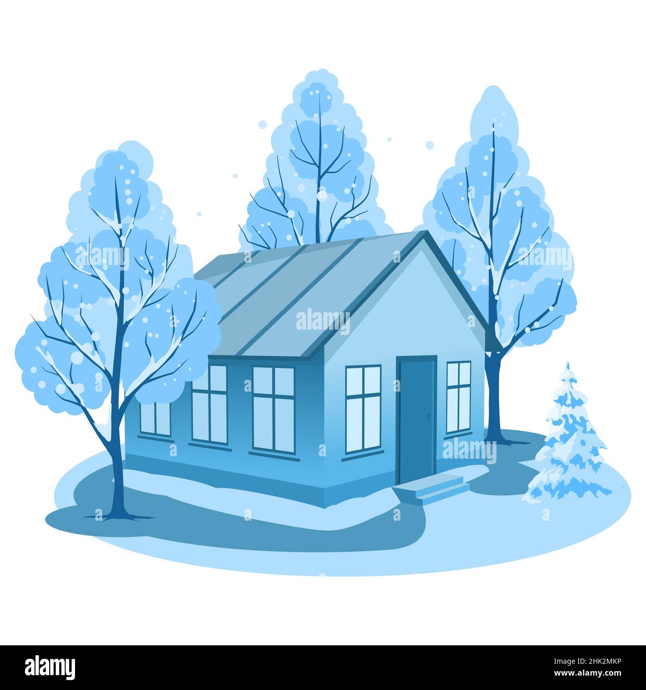 Winter landscape. House surrounded by trees Stock Vector Image & Art ...