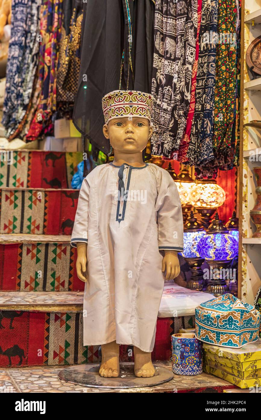 Middle East, Arabian Peninsula, Oman, Muscat, Muttrah. Child mannequin