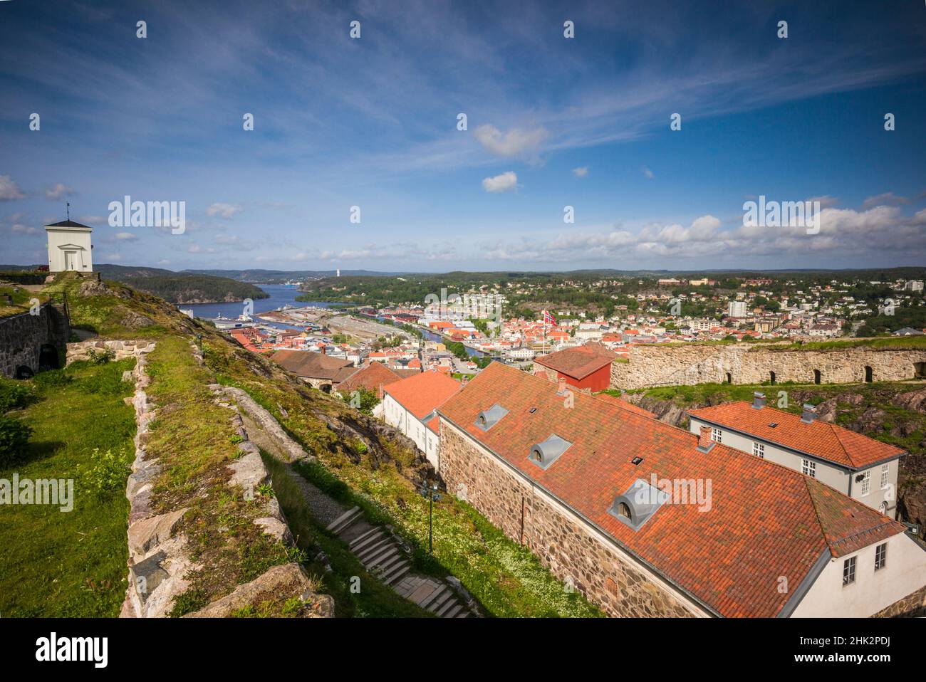 Norway, Ostfold County, Halden, town view from Fredriksten Fortress Stock Photo
