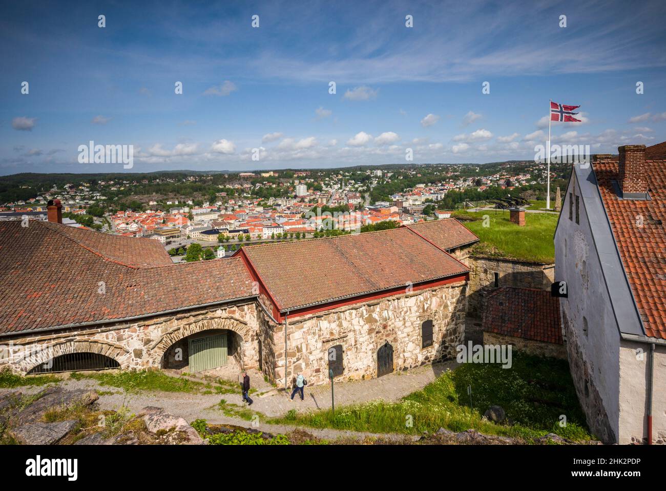 Norway, Ostfold County, Halden, town view from Fredriksten Fortress Stock Photo