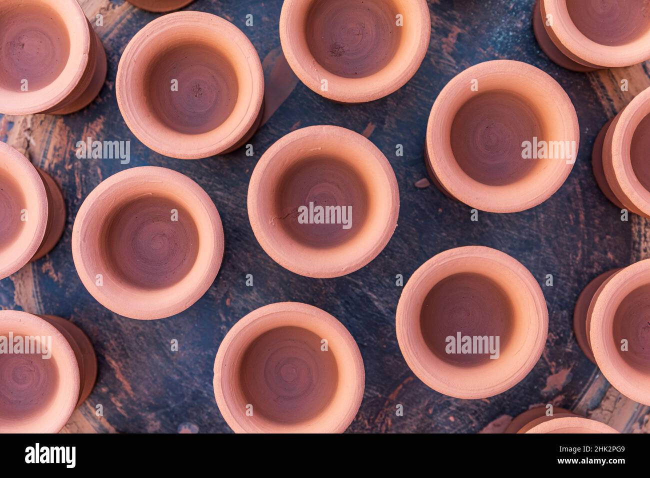 Middle East, Arabian Peninsula, Oman, Ad Dakhiliyah, Bahla. Pots at the AlAdawi pottery factory