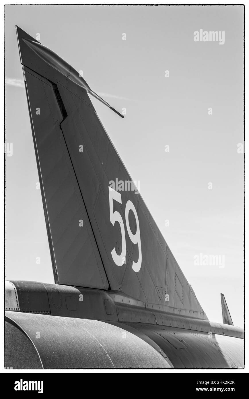Sweden, Southeastern Sweden, Nykoping, F11 reconnaissance aircraft, F11 Museum, tail fin Stock Photo