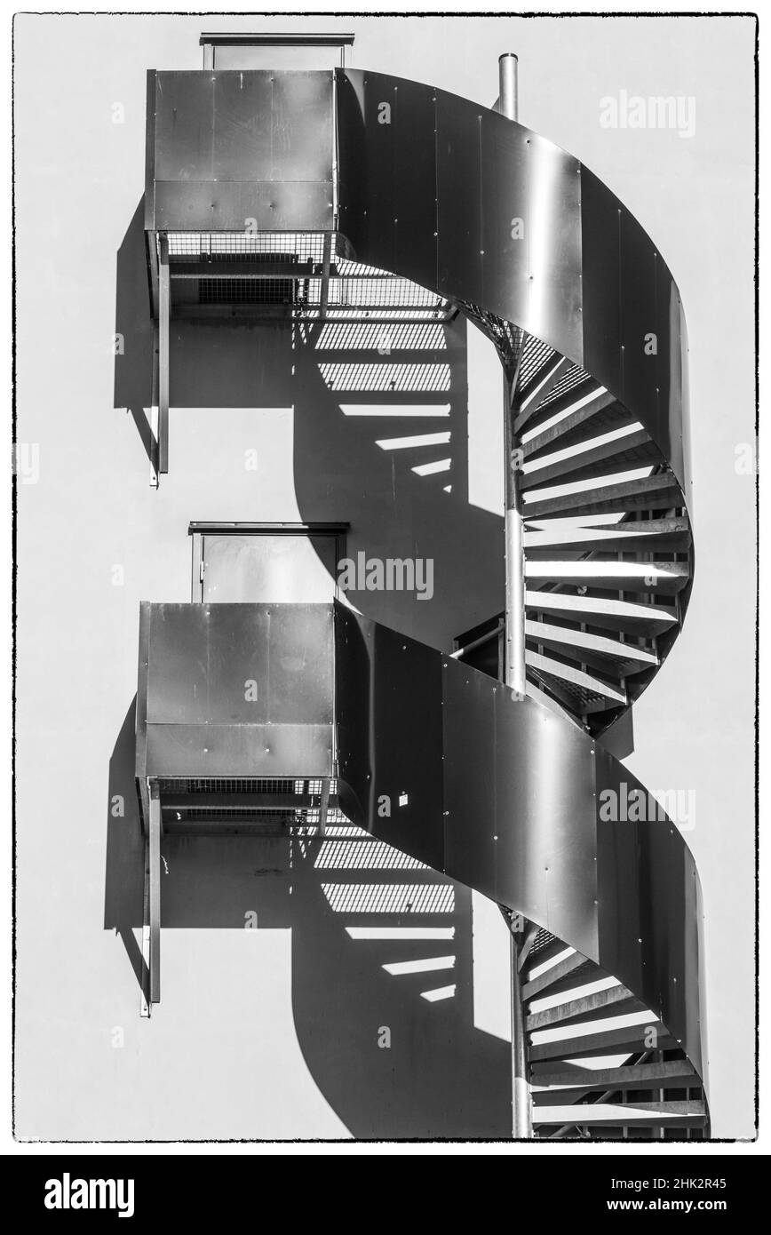 Sweden, Norrkoping, early Swedish industrial town, circular staircase Stock Photo