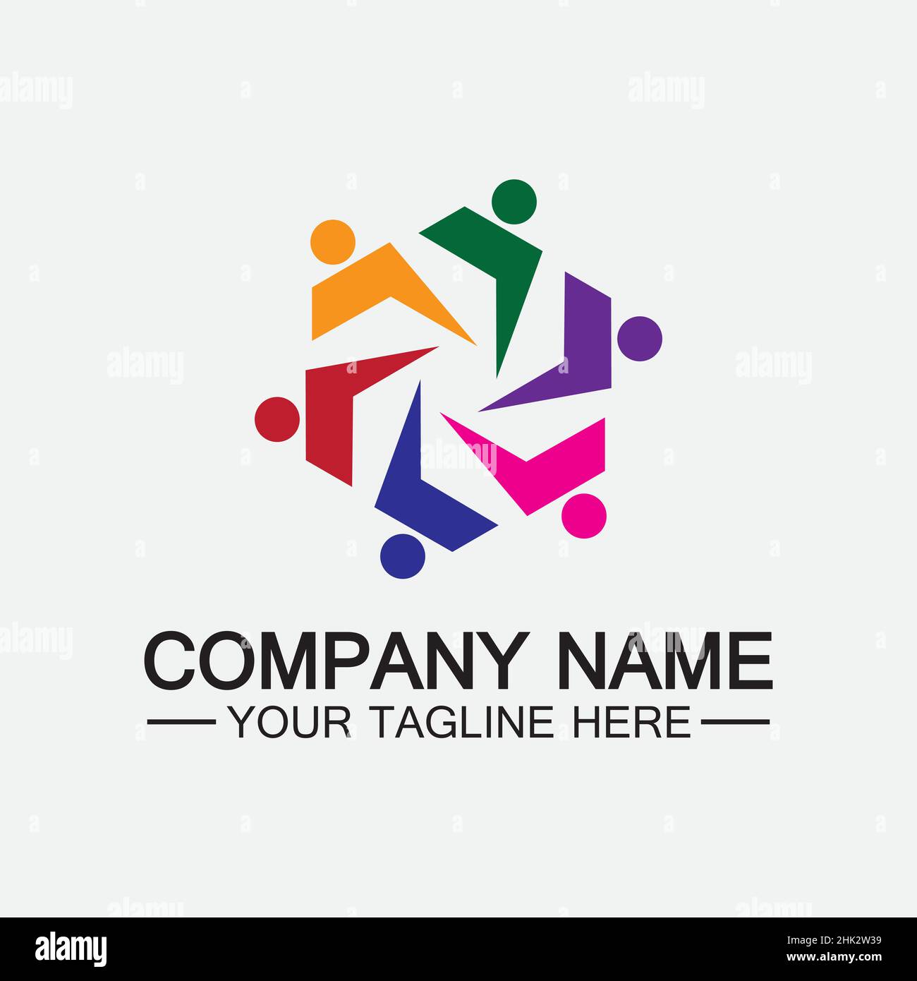 Teamwork connecting people hexagon concept logo symbol icon vector design Stock Vector