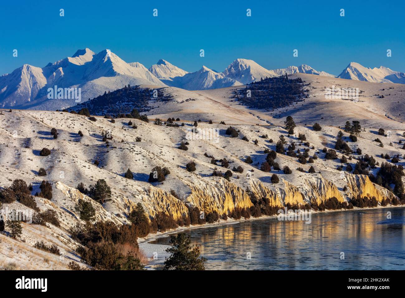 The Flathead River after a fresh snowfall in the Mission Valley