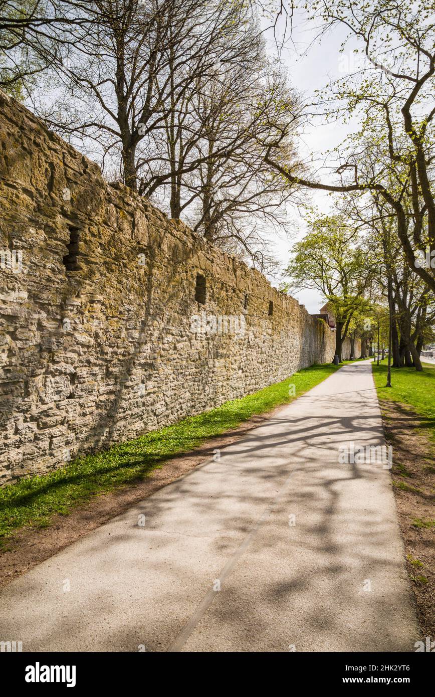 Sweden, Gotland Island, Visby, 12th century city wall, most complete