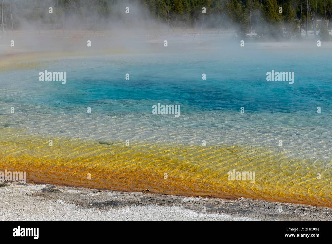 USA, Wyoming, Yellowstone National Park. Black Sand Basin, Rainbow Pool. Stock Photo