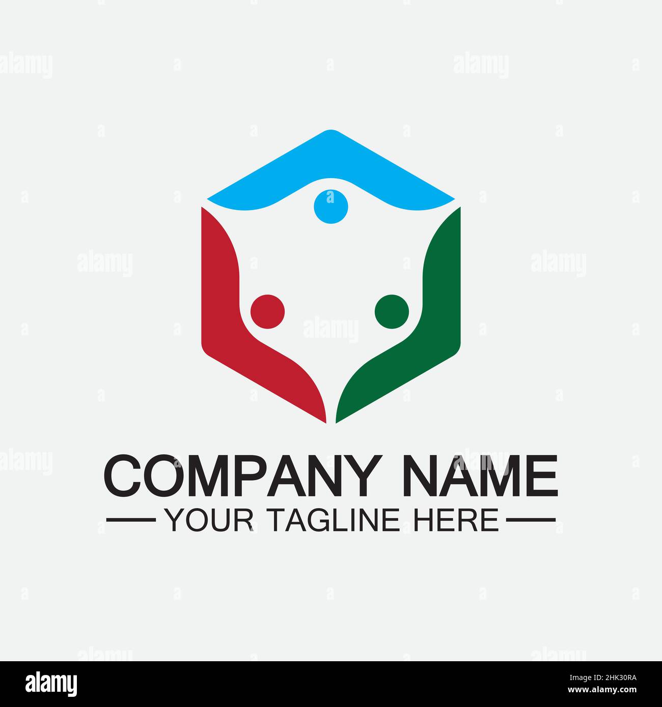 Teamwork connecting people hexagon concept logo symbol icon vector design Stock Vector