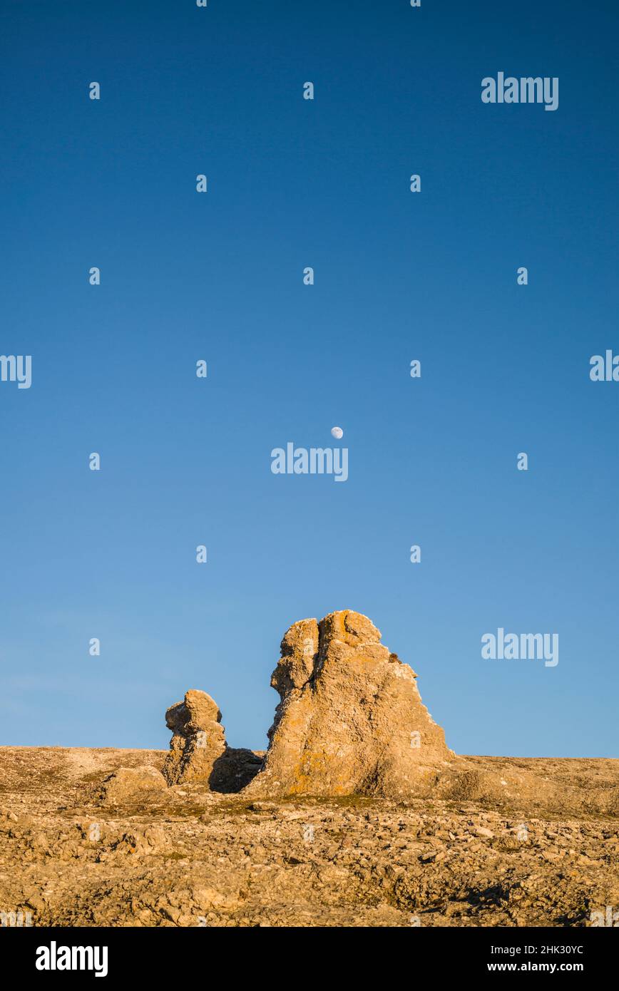Sweden, Faro Island, Langhammars Area, Langhammar coastal limestone ...