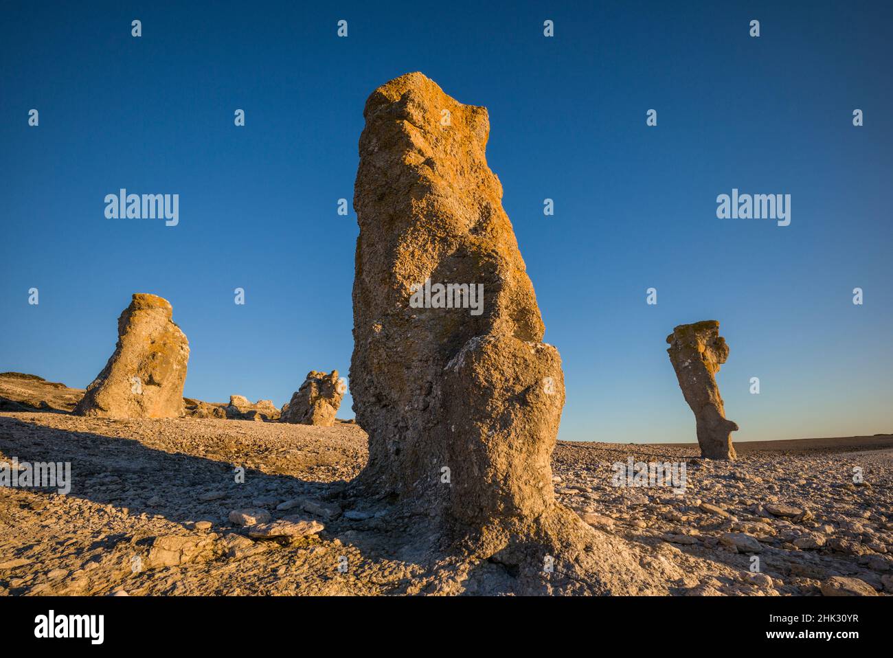 Sweden, Faro Island, Langhammars Area, Langhammar coastal limestone ...