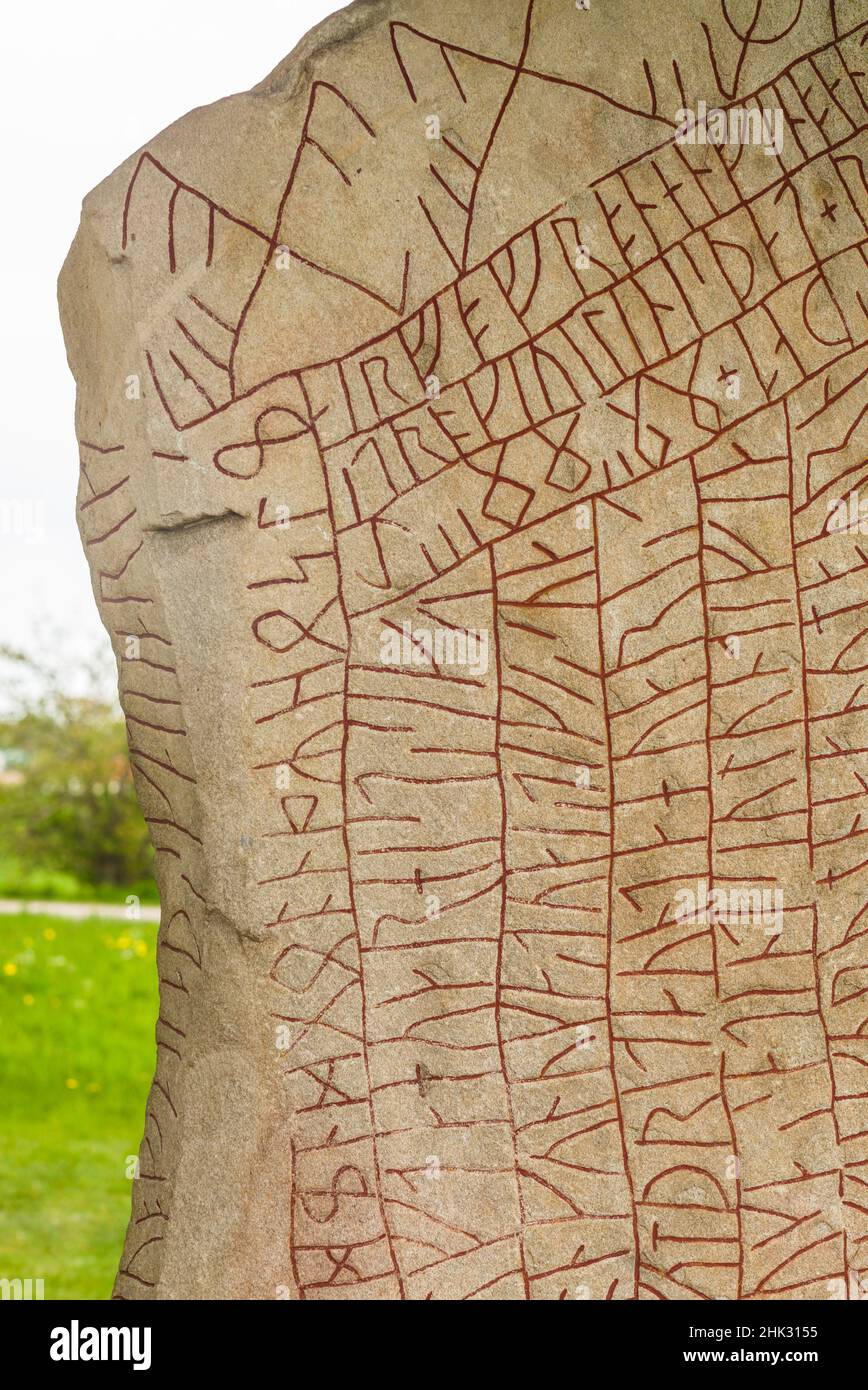 Sweden, Lake Vattern Area, Rok, Rokstenen, Sweden's most famous rune ...