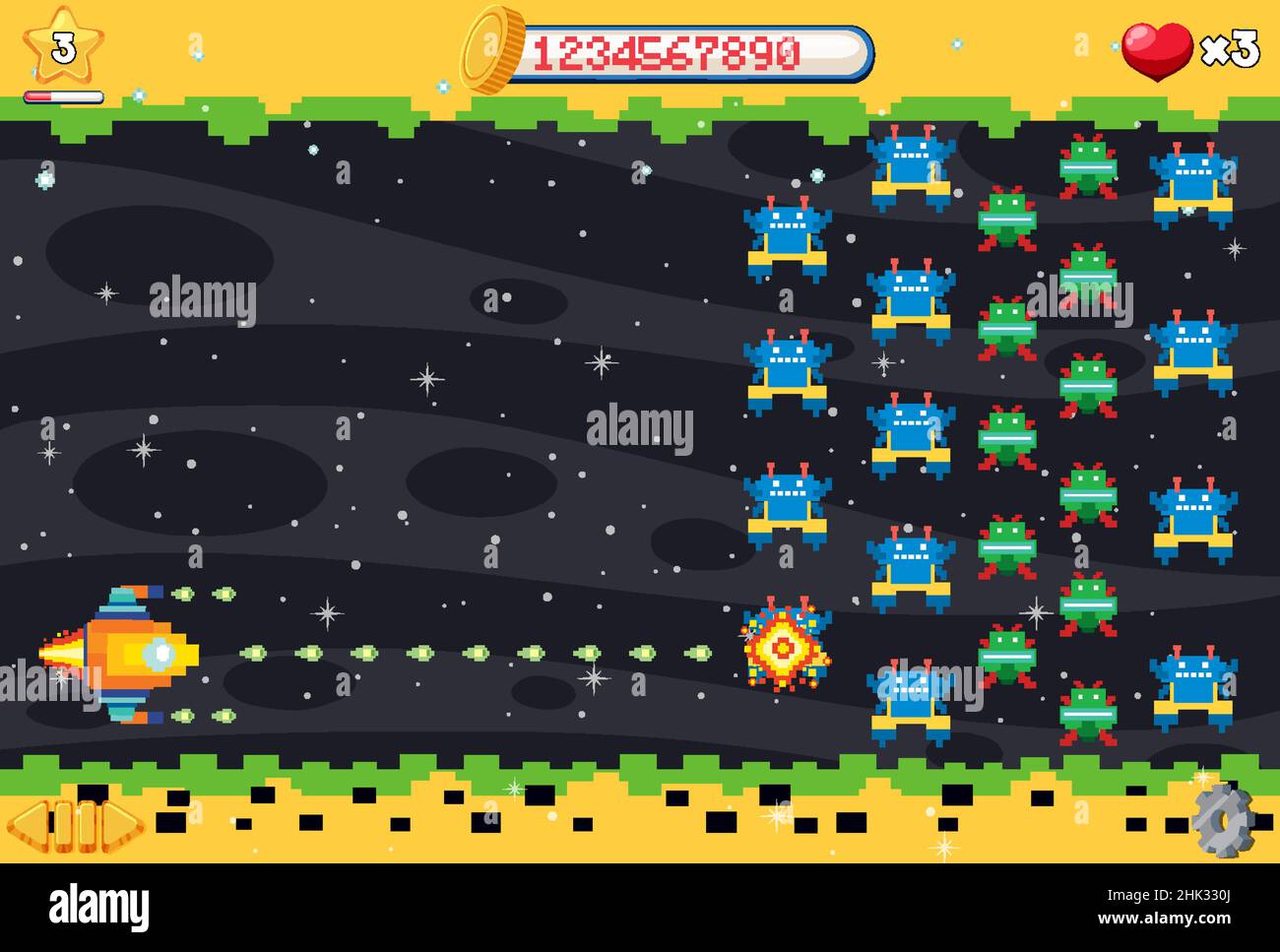 Aarcade pixel space game interface illustration Stock Vector Image ...
