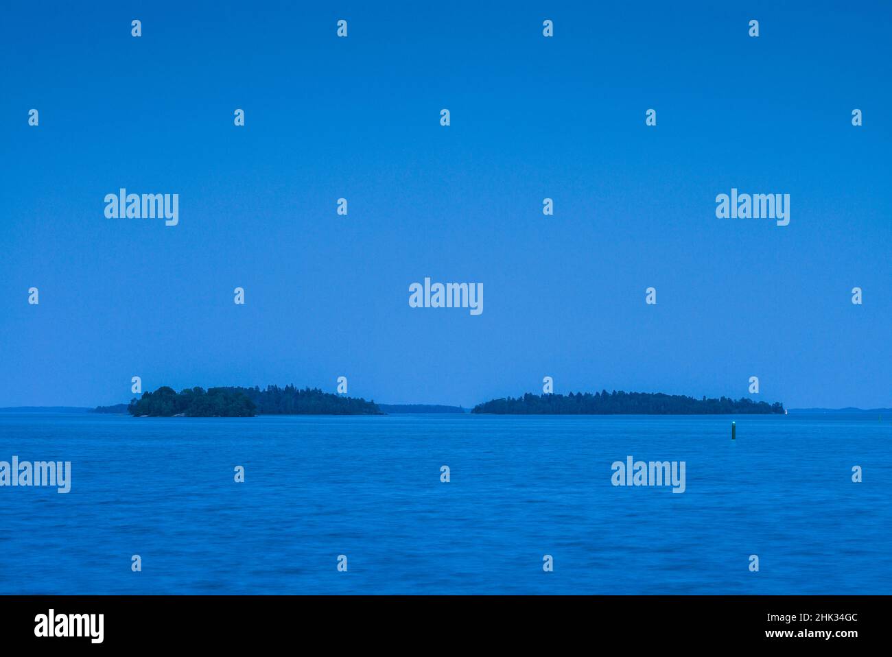 Sweden, Vastmanland, Vasteras, harbor islands, dusk Stock Photo