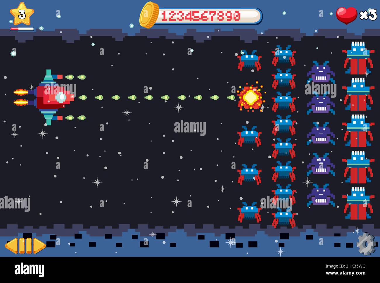 Aarcade pixel space game interface illustration Stock Vector Image ...