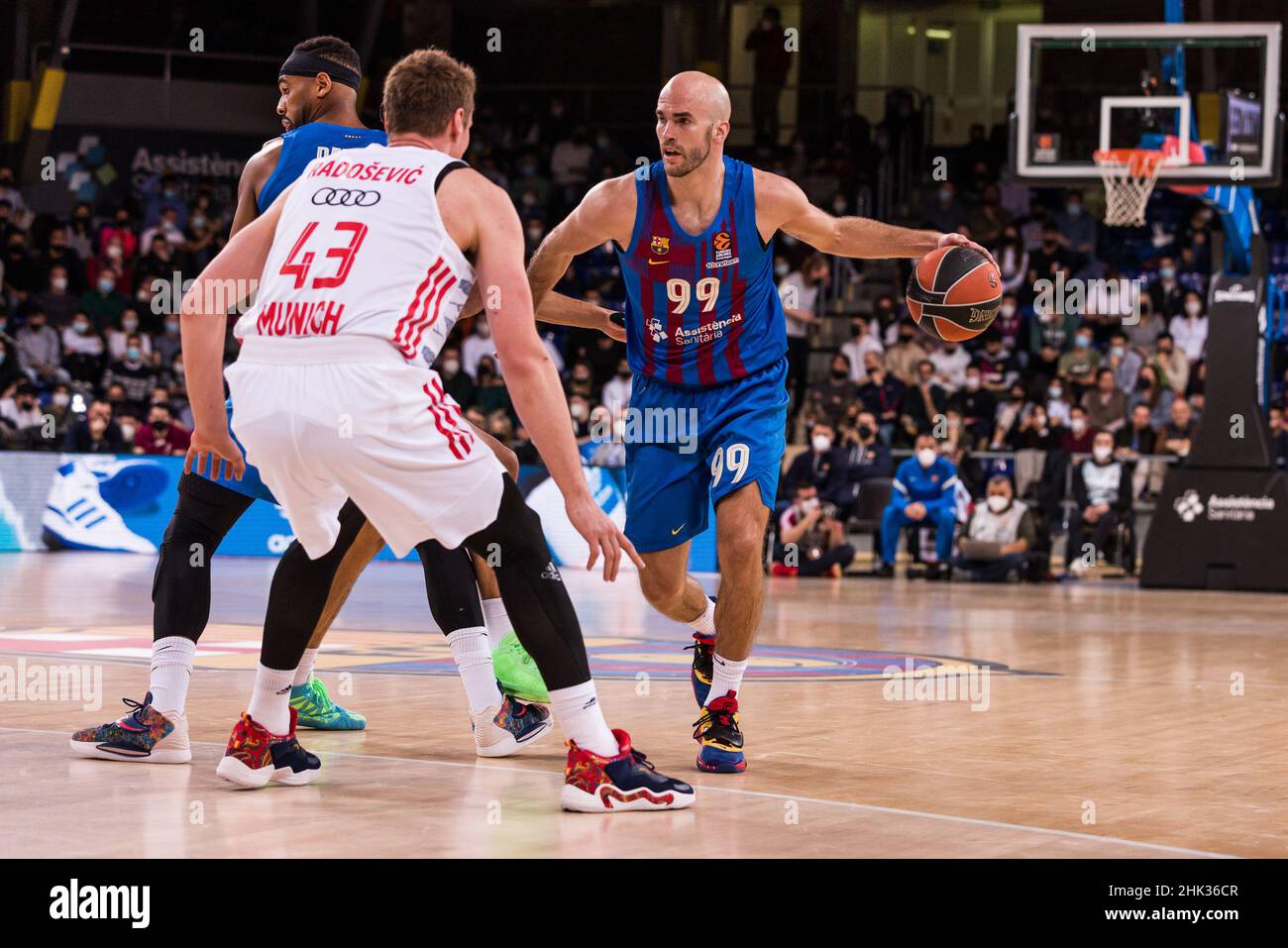 Barcelona, Spain, February 1, 2022, Nick Calathes of FC Barcelona during  the Turkish Airlines EuroLeague basketball match between FC Barcelona and  FC Bayern Munich on February 1, 2022 at Palau Blaugrana in