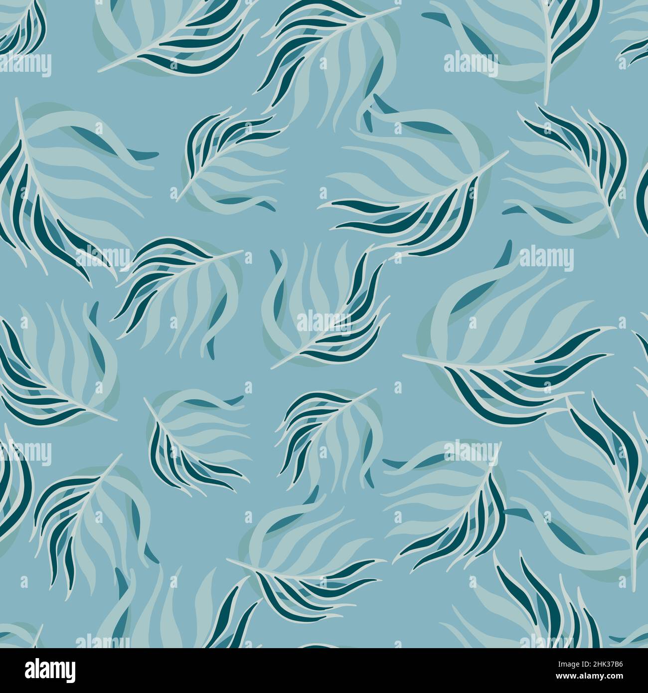 Botanic seamless pattern with doodle random leaves branches shapes ...
