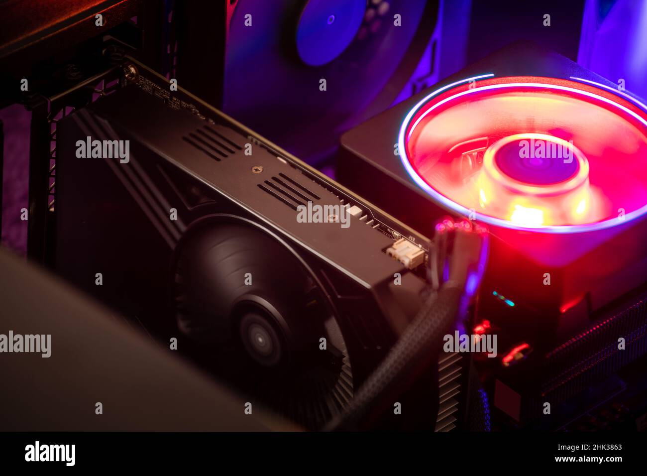 Computer graphic card and CPU processor with fan Stock Photo Alamy
