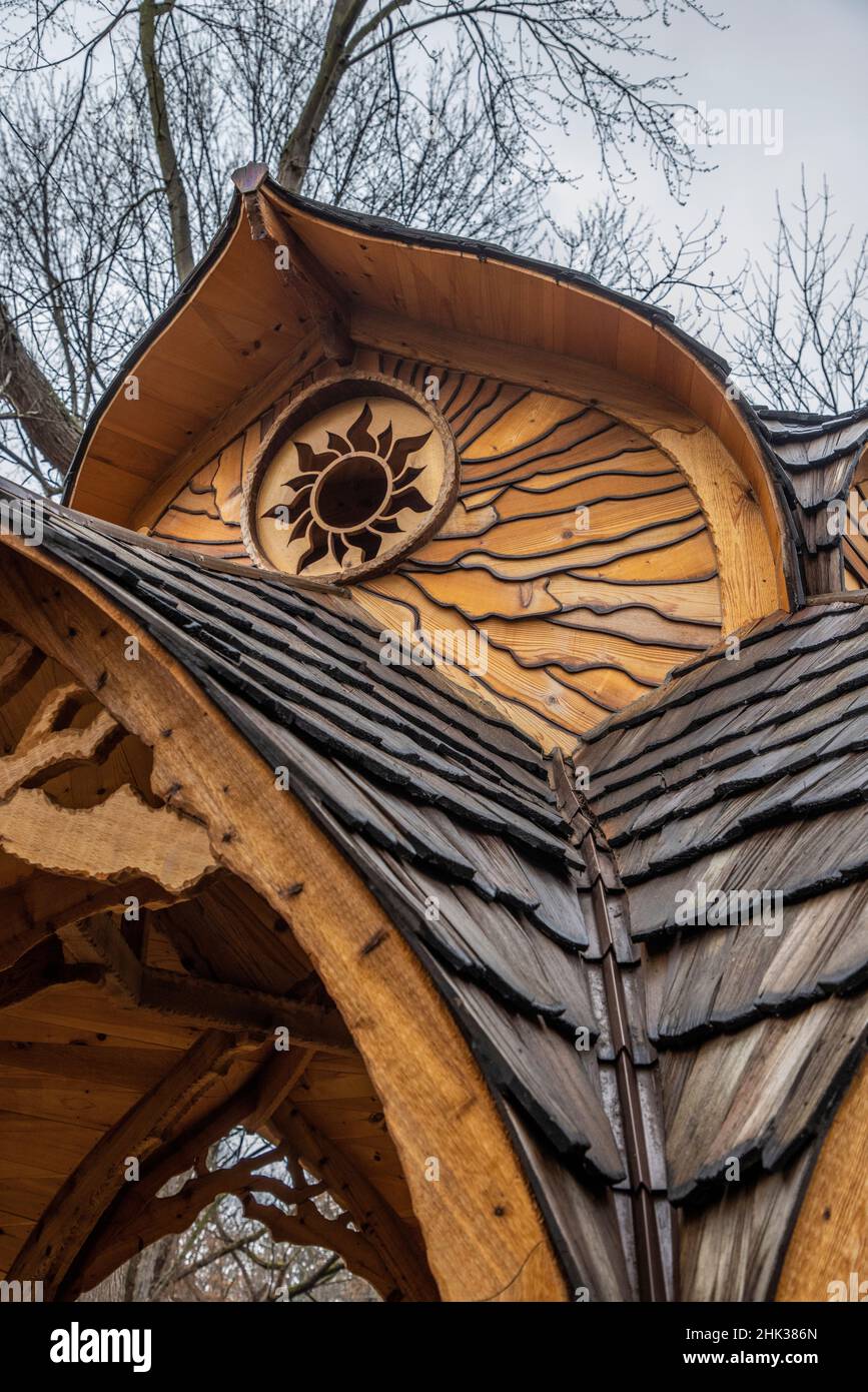 USA, Ohio, Shaker Heights, A Pavilion at the Nature Center at Shaker Lakes Stock Photo