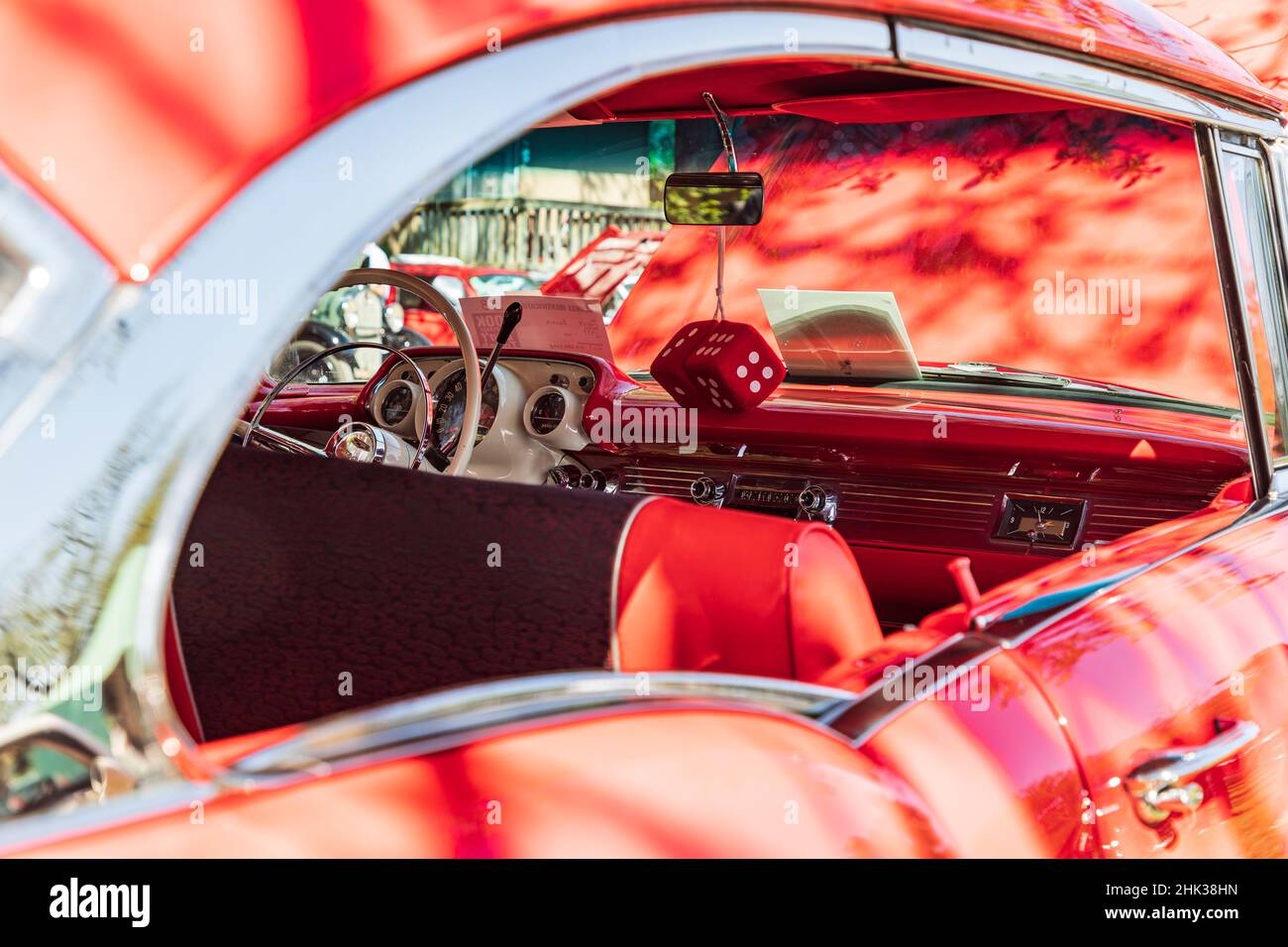 Marble Falls, Texas, USA. Vintage Chevy Bel Air at a car show in Texas