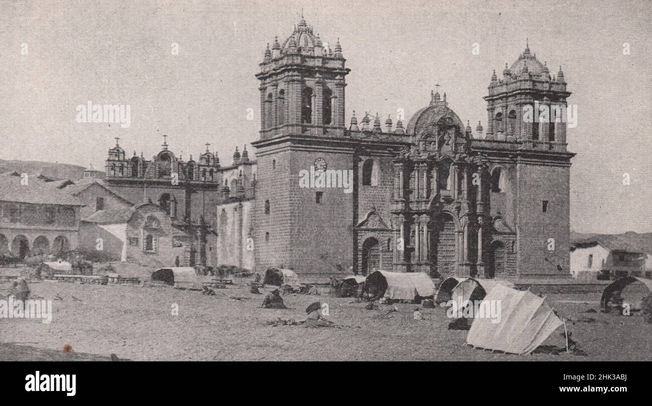 Seventeenth century sanctuary in historic Cuzco. Peru (1923) Stock Photo