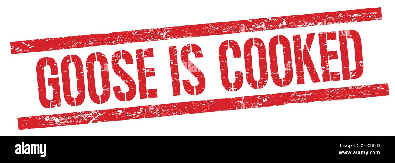 GOOSE IS COOKED text on red grungy rectangle stamp sign. Stock Photo