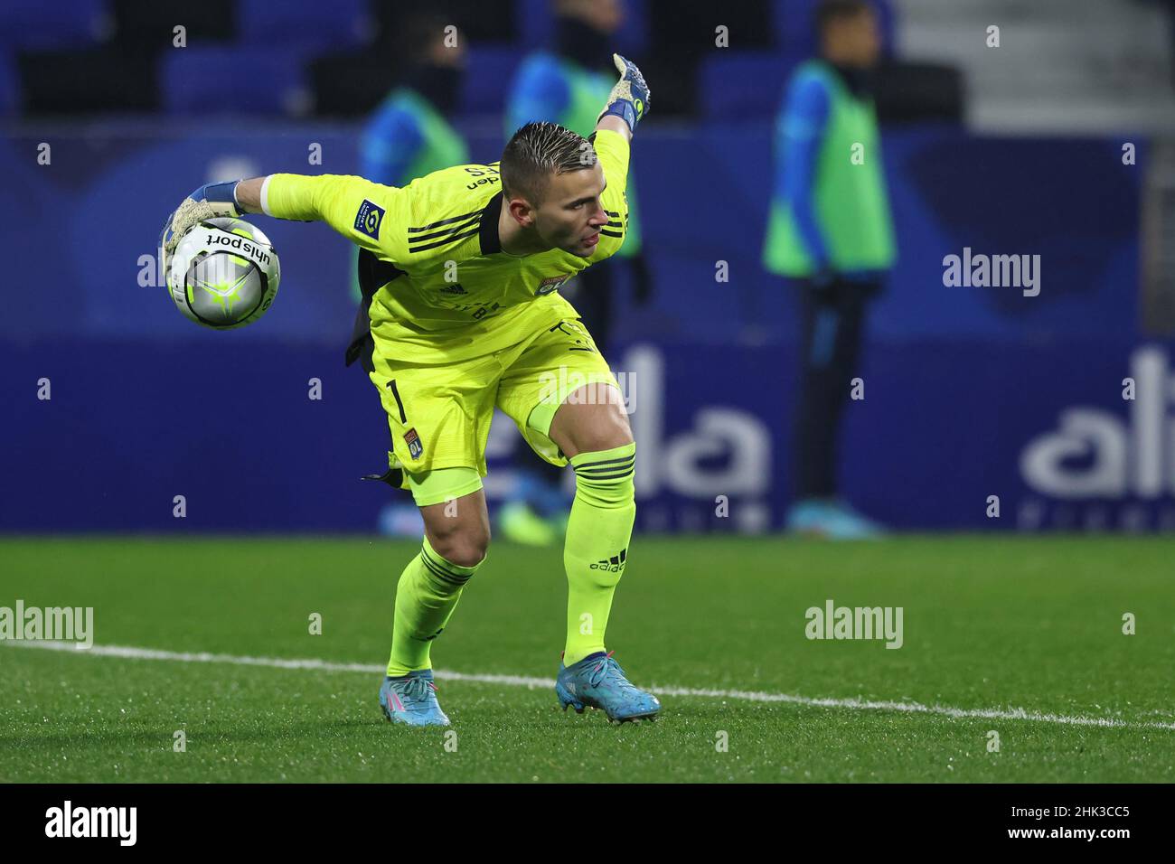 Lyon, France. 1st Feb, 2022. Anthony Lopes of Lyon during the Uber Eats Ligue 1 match at the Groupama Stadium, Lyon. Picture credit should read: Jonathan Moscrop/Sportimage Credit: Sportimage/Alamy Live News Stock Photo